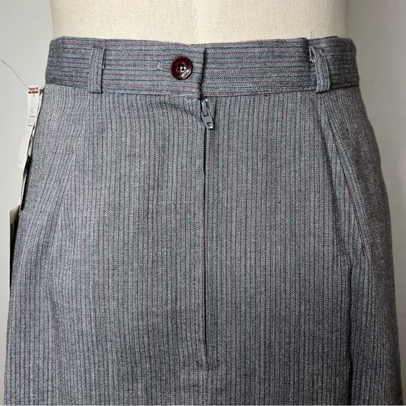 Vintage 70s/80s Cinnamon Stik Pinstripe Gray Midi Pencil Skirt Deadstock - Picture 3 of 6
